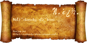 Nádasdy Ákos névjegykártya